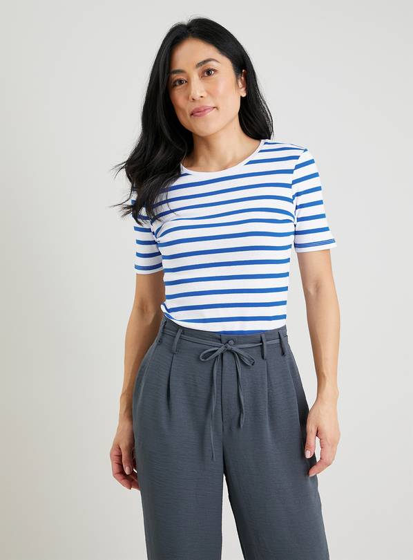 Blue & White Stripe Slim Fit T-Shirt 10